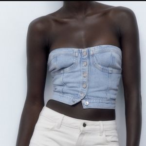 NWT Zara Denim Corset Top Medium